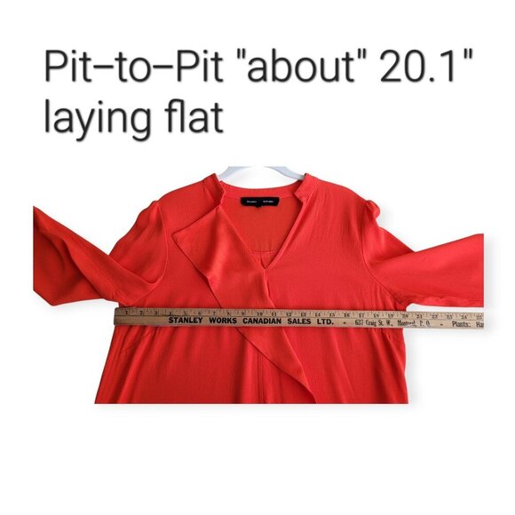 Proenza Schouler Mini Shift Dress Ruffle Embellishment V-Neck Burnt Orange W 10 - Picture 10 of 16